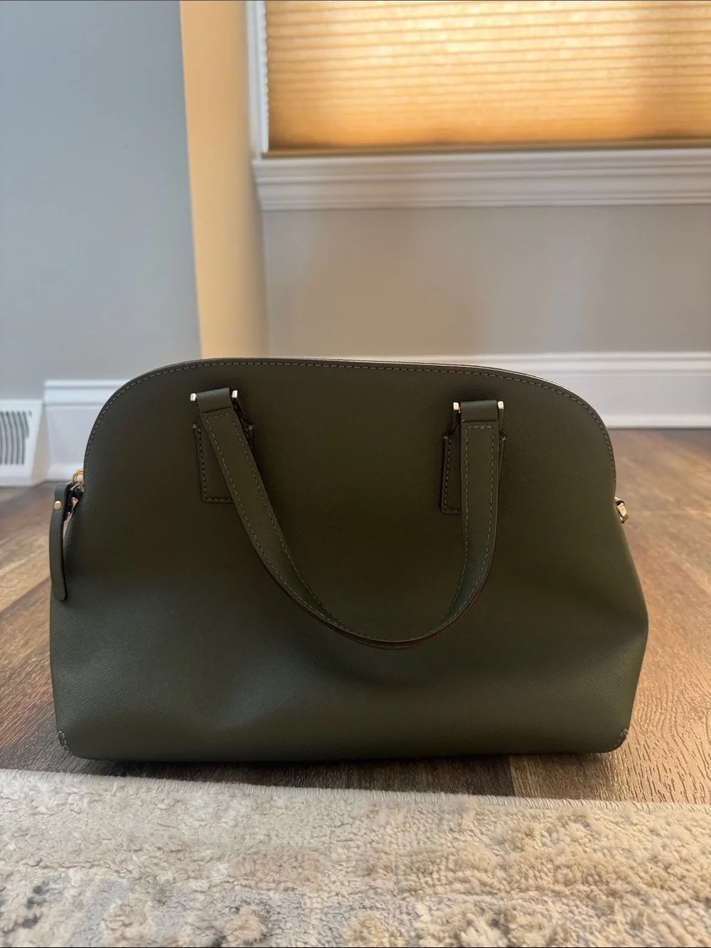 kate spade olive green dome satchel with gold hardware